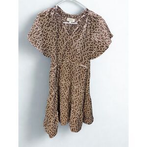 Böhme Brown Floral Tiered Midi Dress - Size Medium - Like New